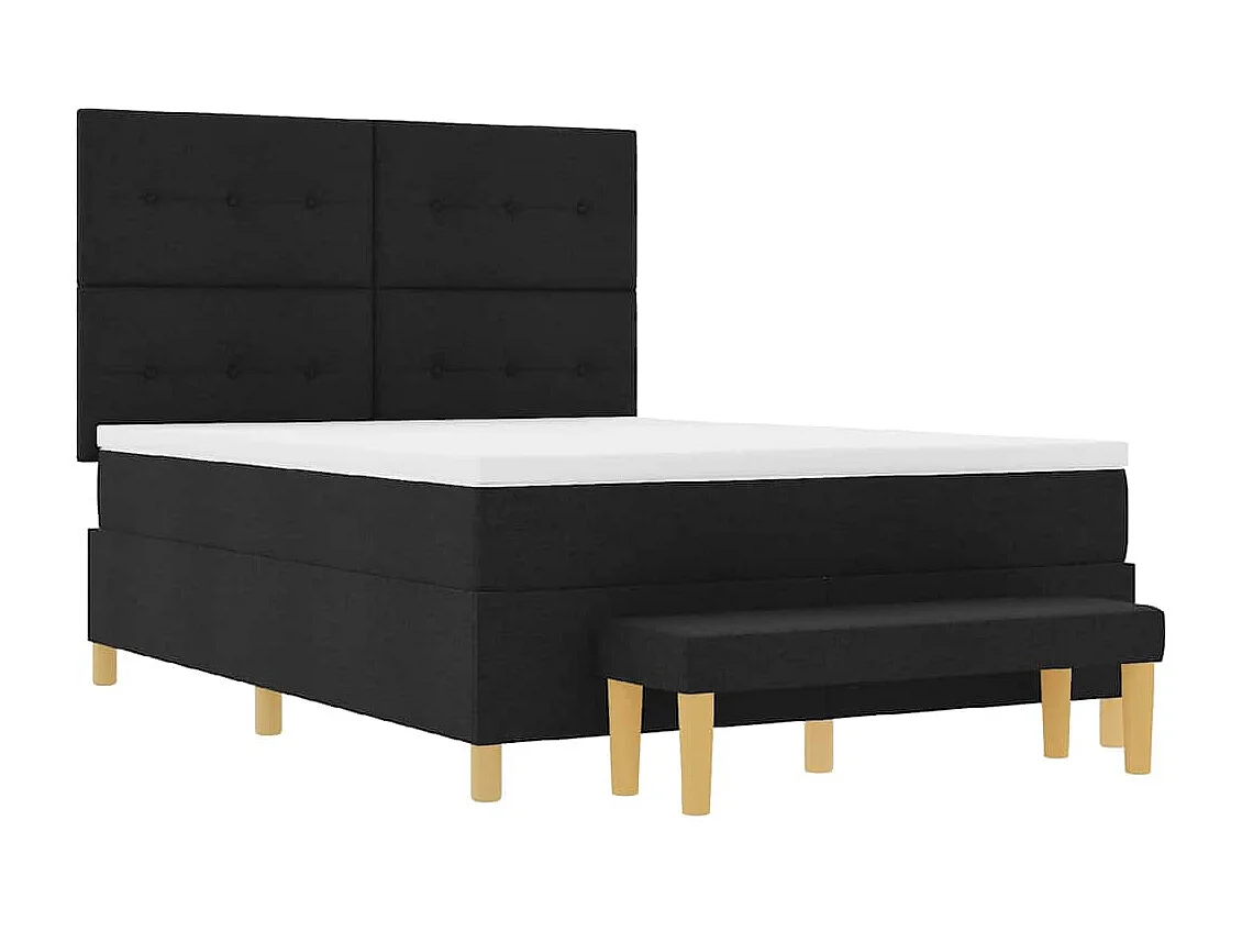 Cadre de lit avec matelas Noir 140 x 200 cm tissu