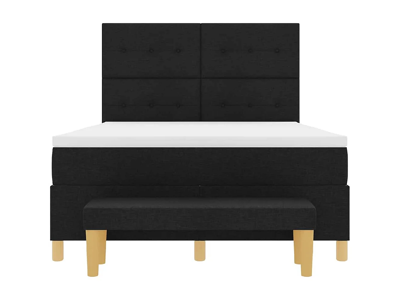 Cadre de lit avec matelas Noir 140 x 200 cm tissu