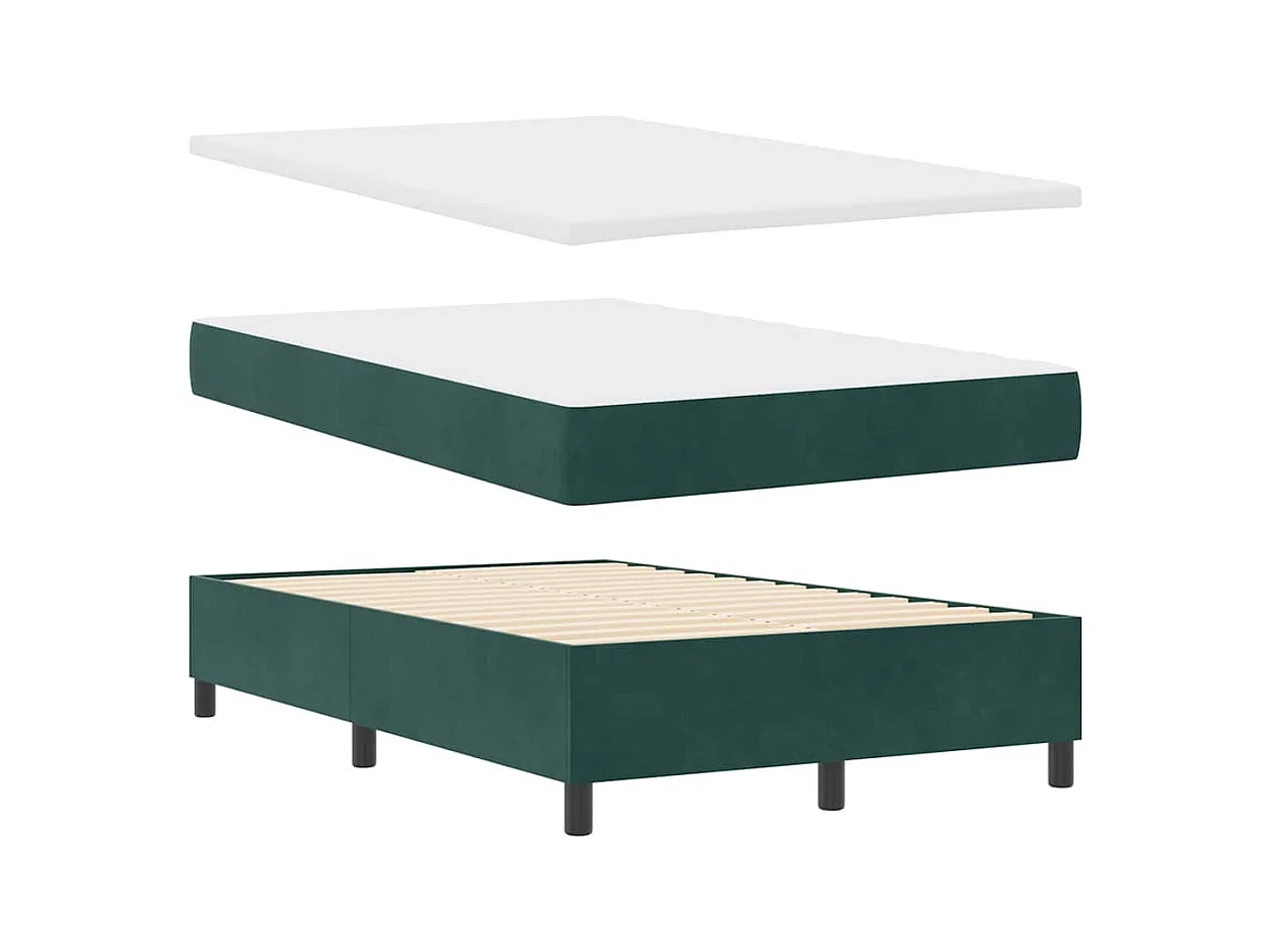 Cadre de lit avec matelas Vert foncé 120 x 200 cm Velours