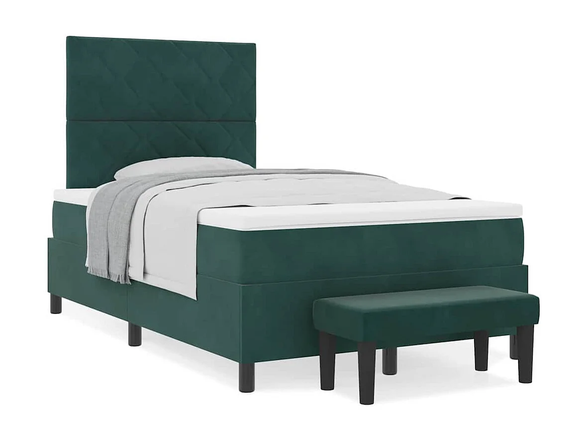 Cama tipo Box Spring Verde oscuro 120 x 200 cm Terciopelo