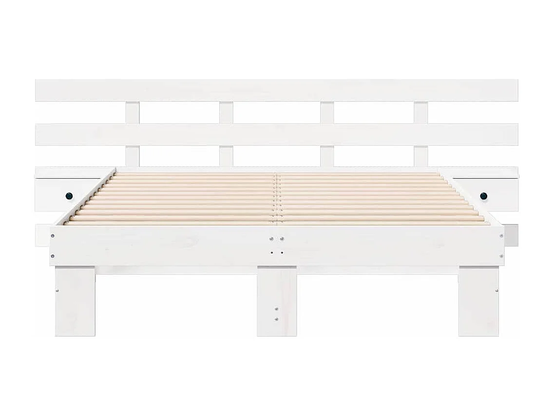 Cadre de lit Blanc 135 x 190 cm Pin massif et pin massif