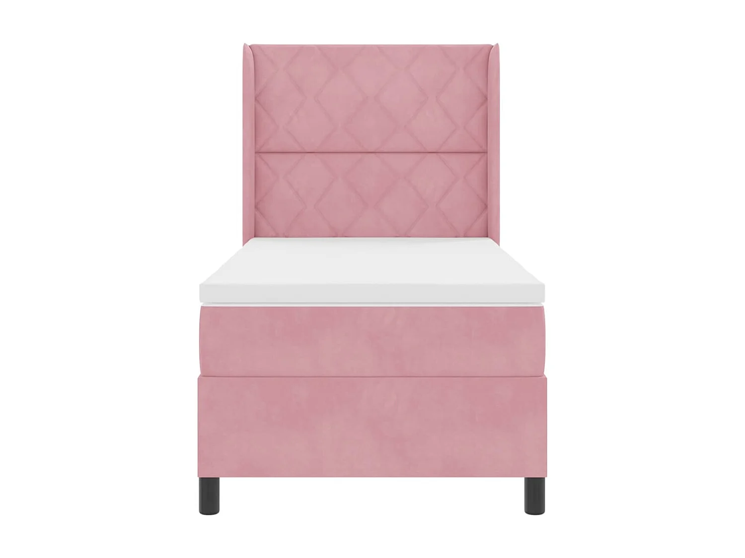 Cama tipo Box Spring con cabecera Rosa 90 x 200 cm Terciopelo
