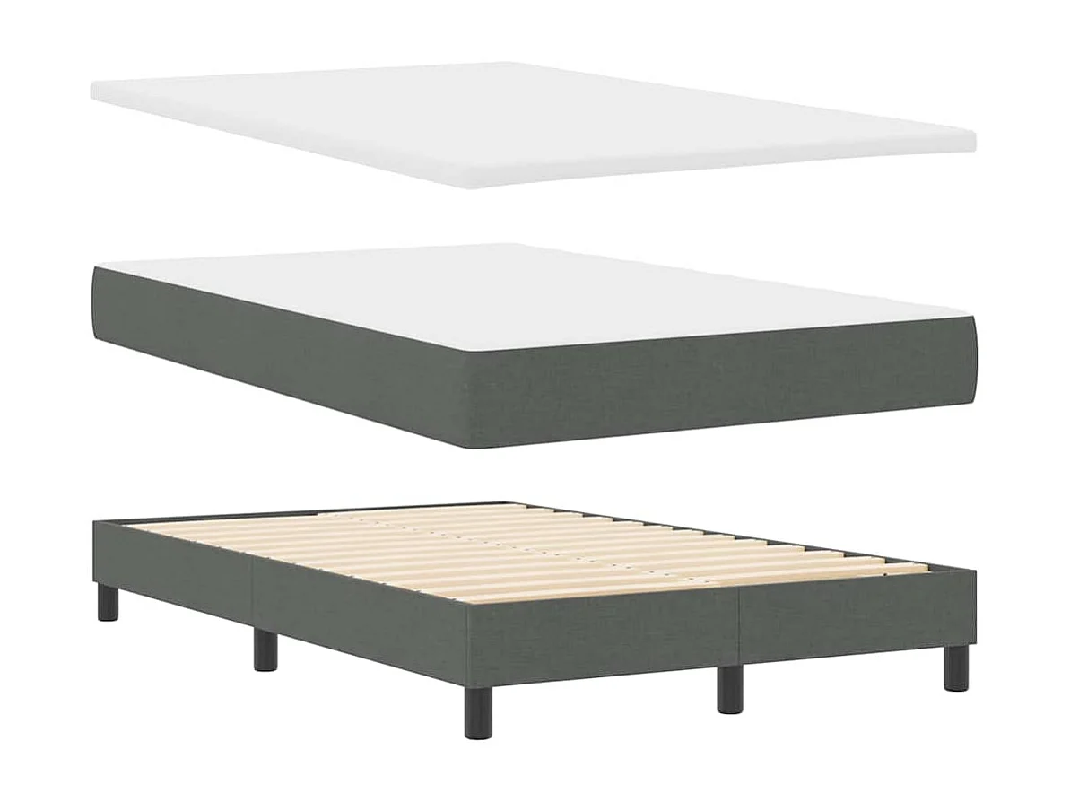 Cadre de lit avec matelas Gris foncé 120 x 190 cm tissu