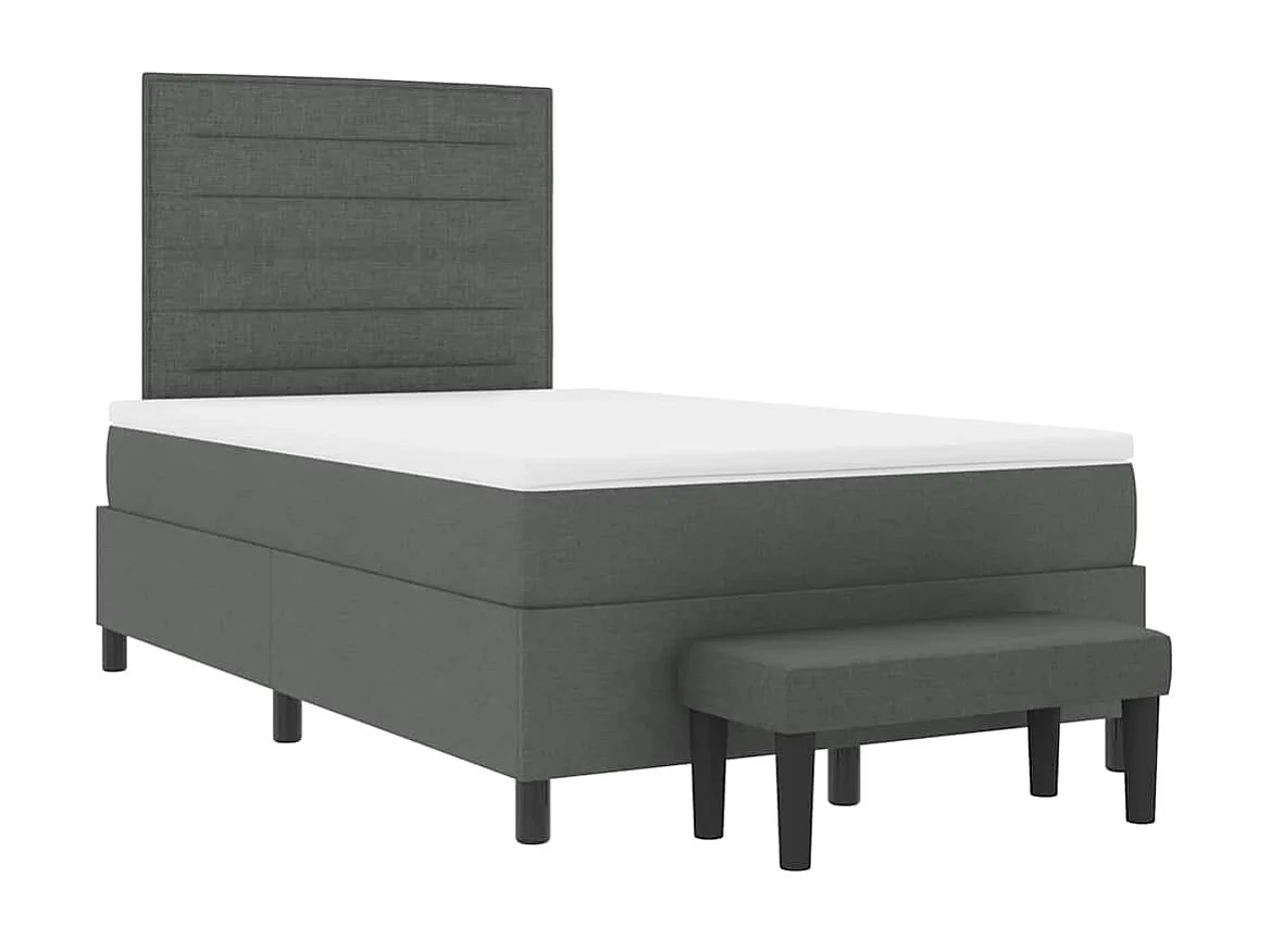 Cadre de lit avec matelas Gris foncé 120 x 190 cm tissu