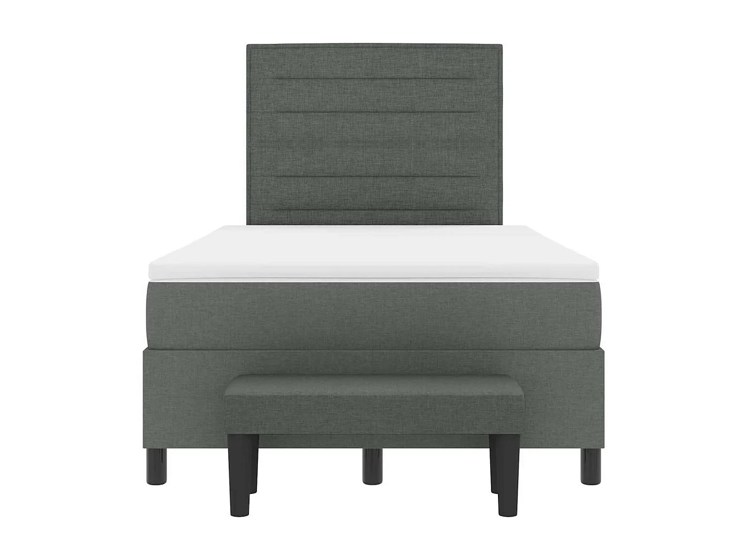 Cadre de lit avec matelas Gris foncé 120 x 190 cm tissu