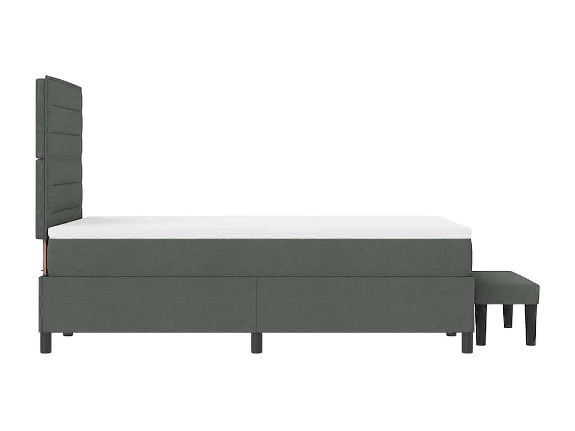 Cadre de lit avec matelas Gris foncé 120 x 190 cm tissu