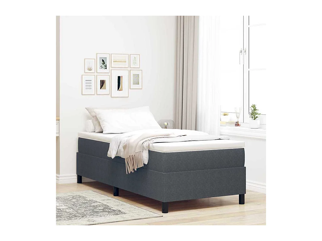Cama tipo Box Spring Gris oscuro 90 x 200 cm Telas de pana