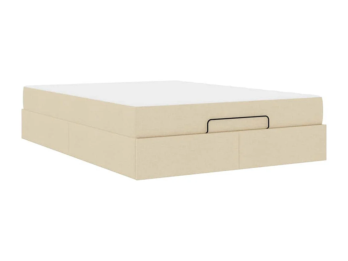 Estrutura da Cama com armazenamento Creme 140 x 200 cm tecido