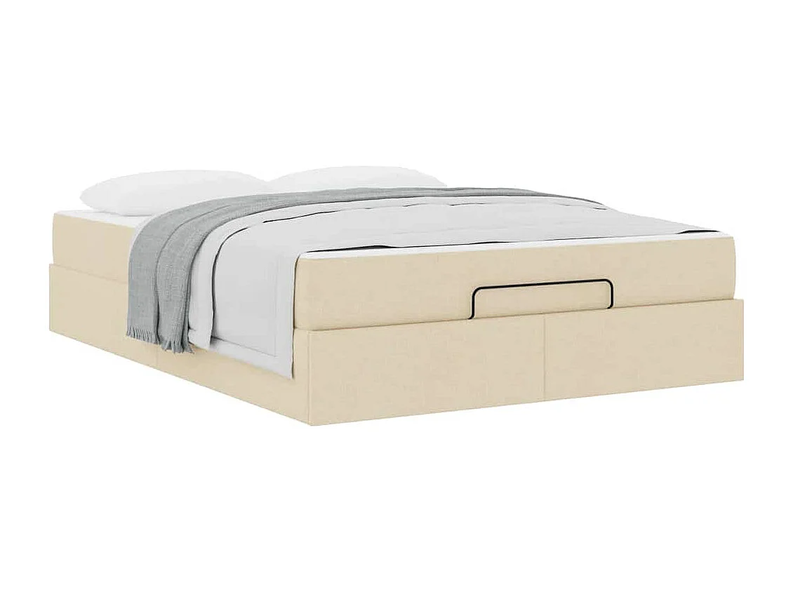 Estrutura da Cama com armazenamento Creme 140 x 200 cm tecido