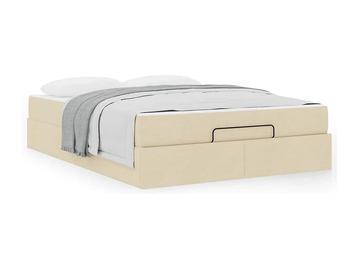 Estrutura da Cama com armazenamento Creme 140 x 200 cm tecido
