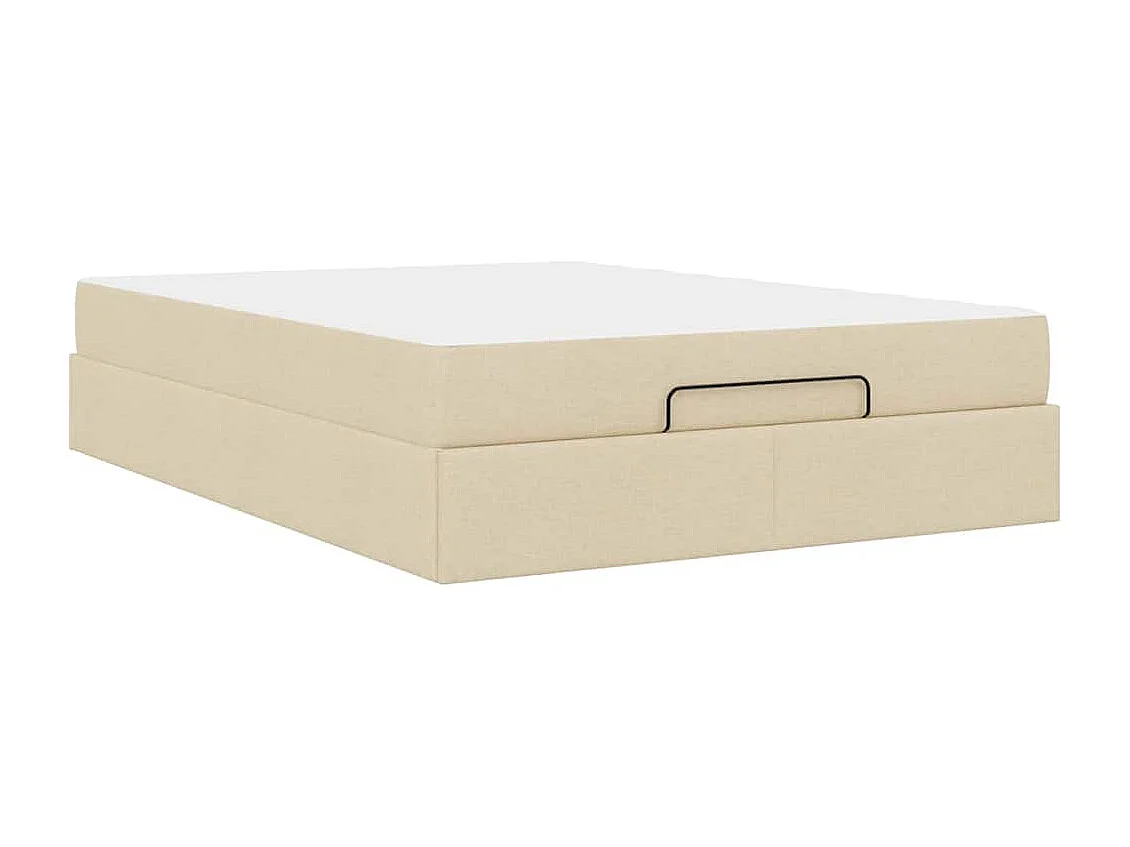 Estrutura da Cama com armazenamento Creme 140 x 200 cm tecido