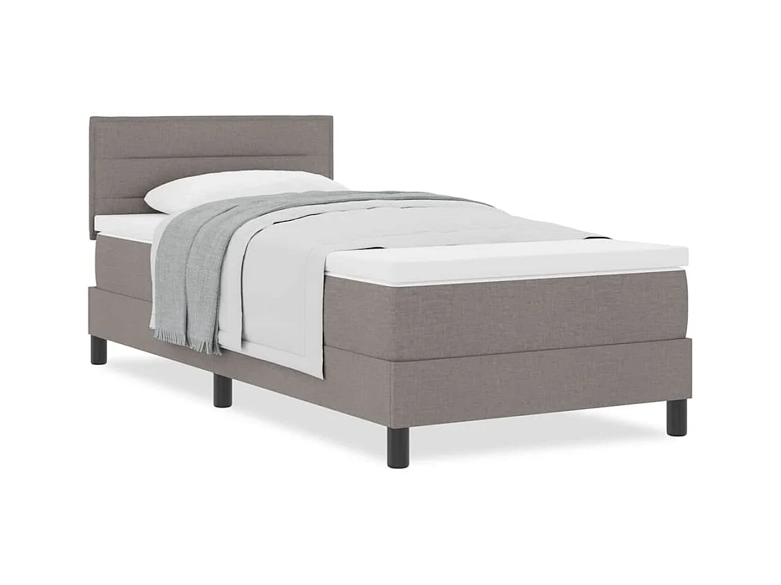 Cadre de lit avec matelas avec matelas Taupe 80 x 200 cm tissu