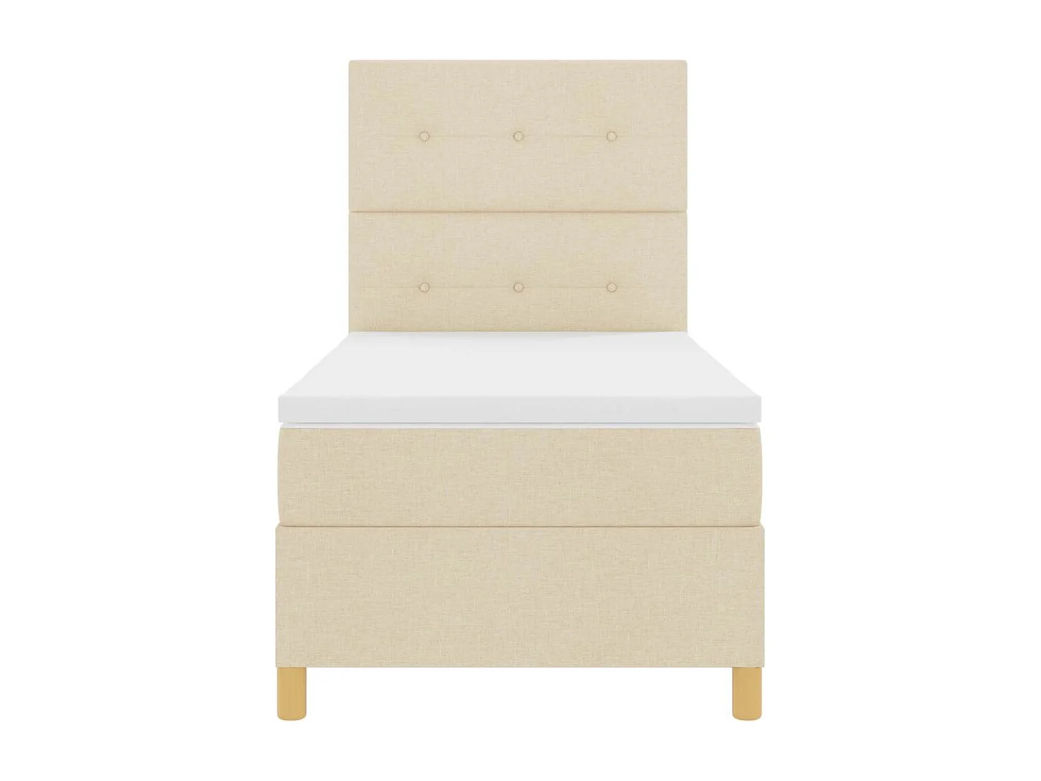 Cama tipo Box Spring con cabecera Crema 90 x 190 cm tela