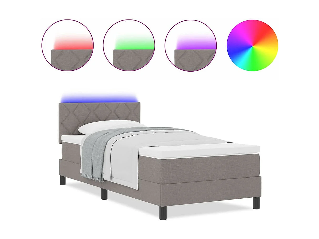 Cadre de lit avec matelas Taupe 90 x 200 cm tissu