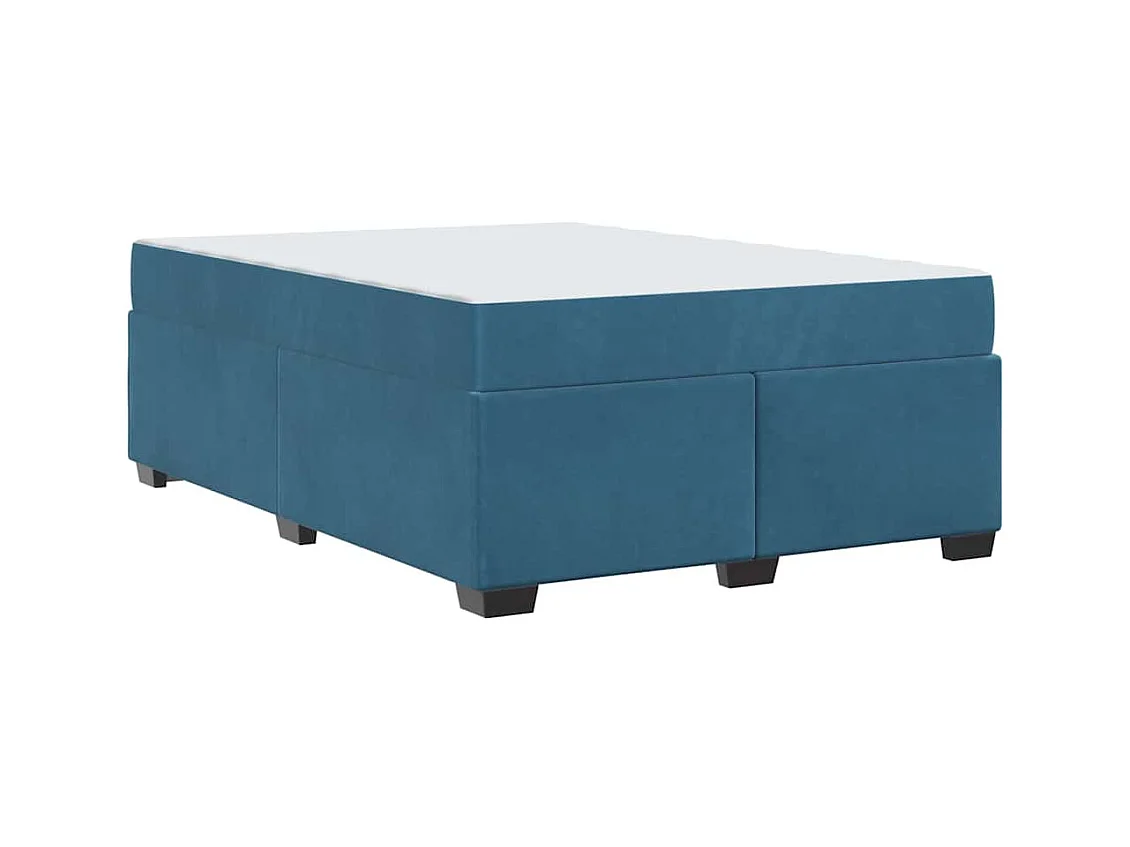 Cadre de lit avec matelas Bleu foncé 160 x 200 cm Velours