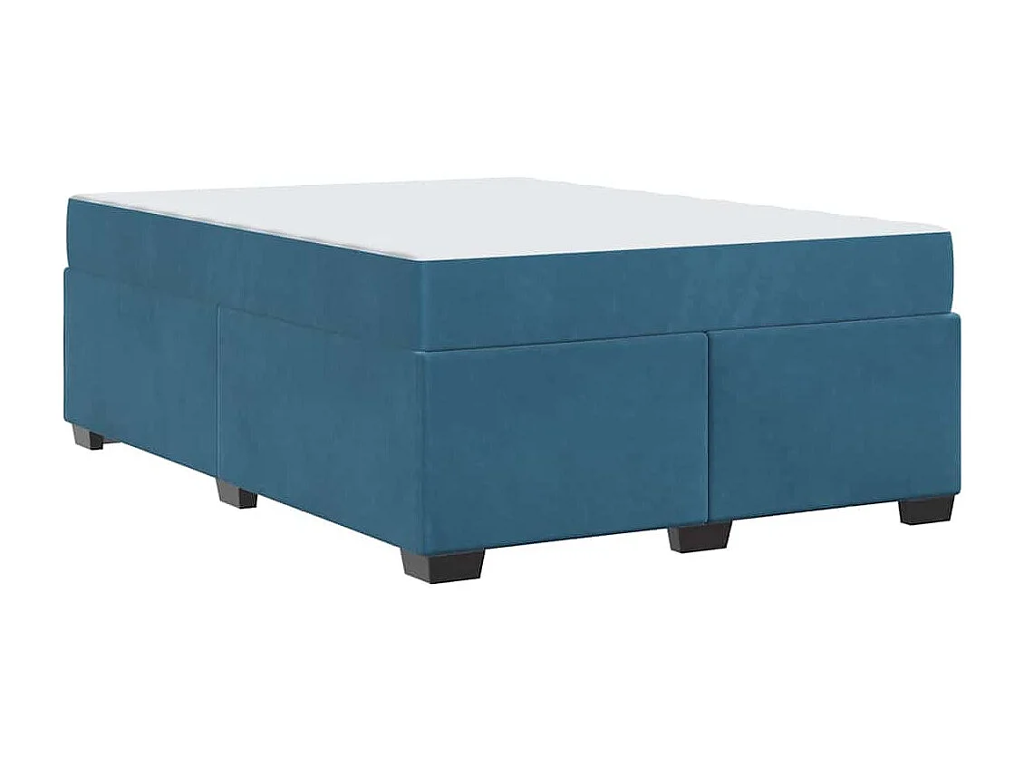 Cadre de lit avec matelas Bleu foncé 160 x 200 cm Velours
