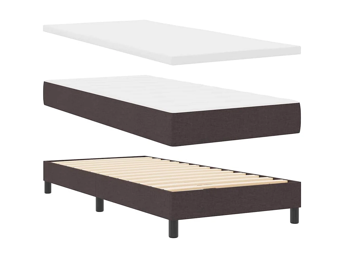 Boxspringbed met matras met matras Donkerbruin 90 x 200 cm Stof