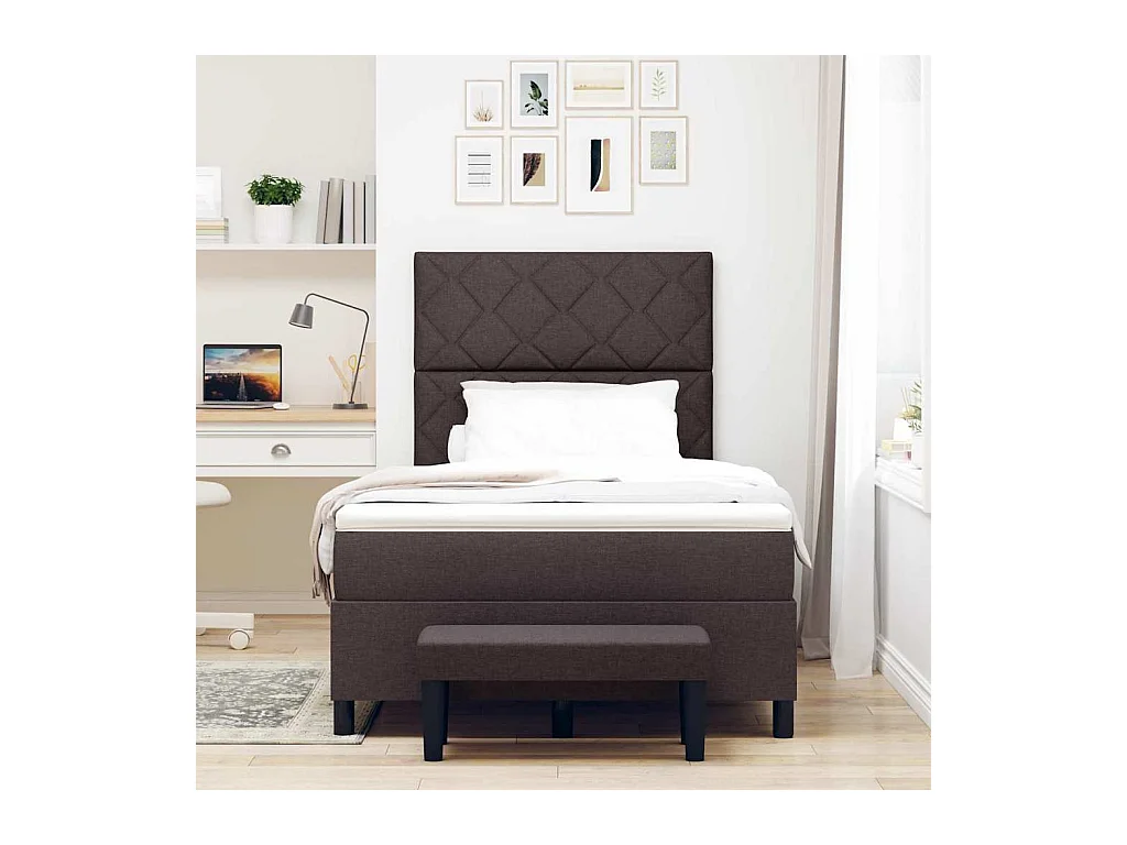 Boxspring bed met matras Donkerbruin 120 x 200 cm Stof
