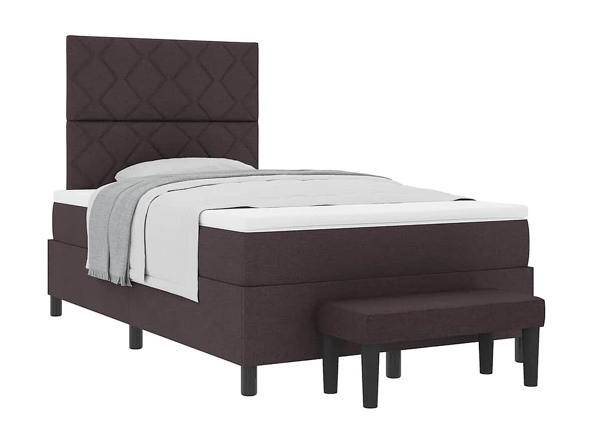 Cama tipo Box Spring Marrón oscuro 120 x 200 cm tela
