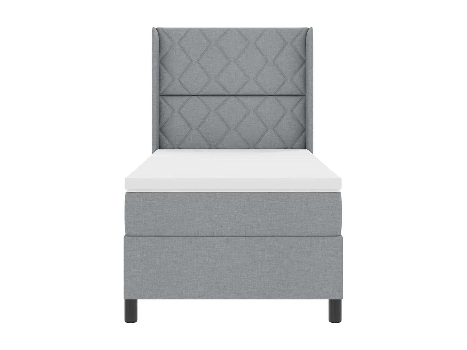 Cama tipo Box Spring con colchón Gris claro 100 x 200 cm tela