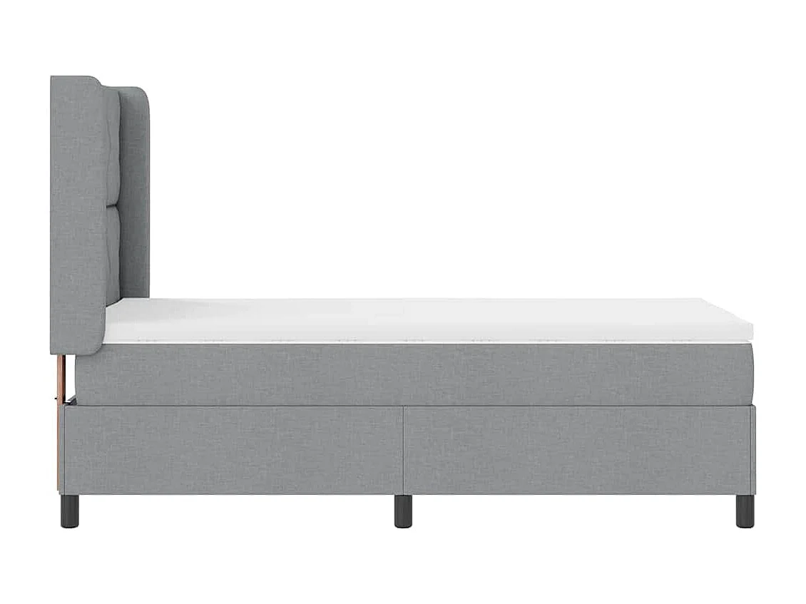 Cama tipo Box Spring con colchón Gris claro 100 x 200 cm tela