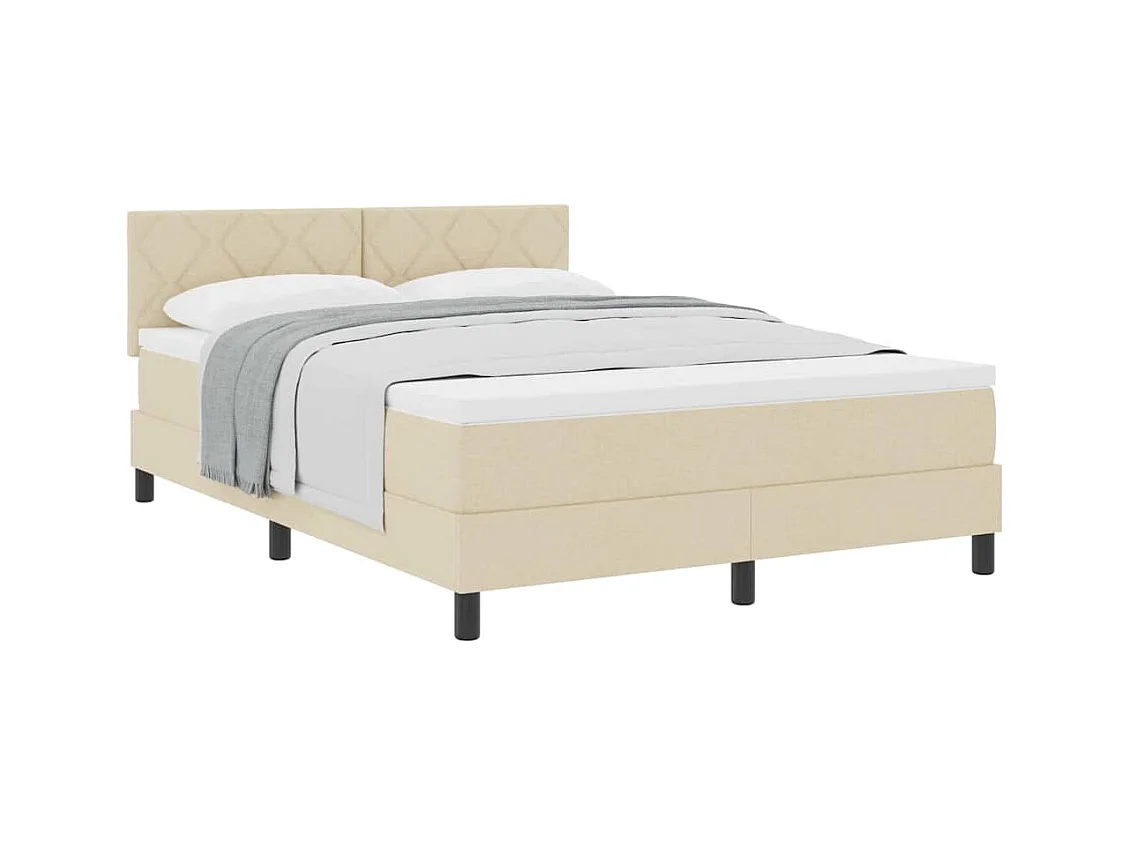 Cadre de lit avec matelas Crème 160 x 200 cm tissu