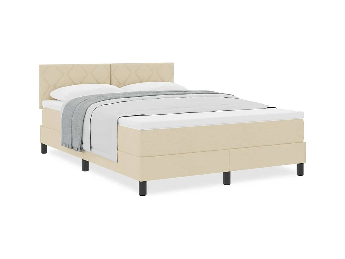 Cadre de lit avec matelas Crème 160 x 200 cm tissu