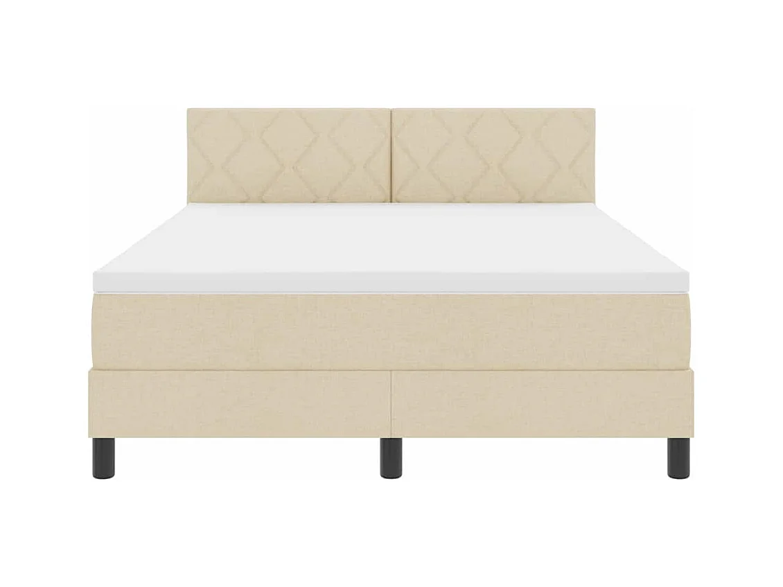 Cadre de lit avec matelas Crème 160 x 200 cm tissu