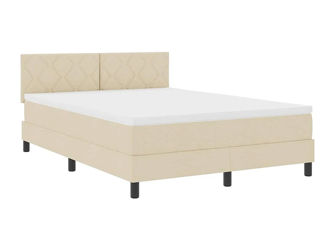 Cadre de lit avec matelas Crème 160 x 200 cm tissu