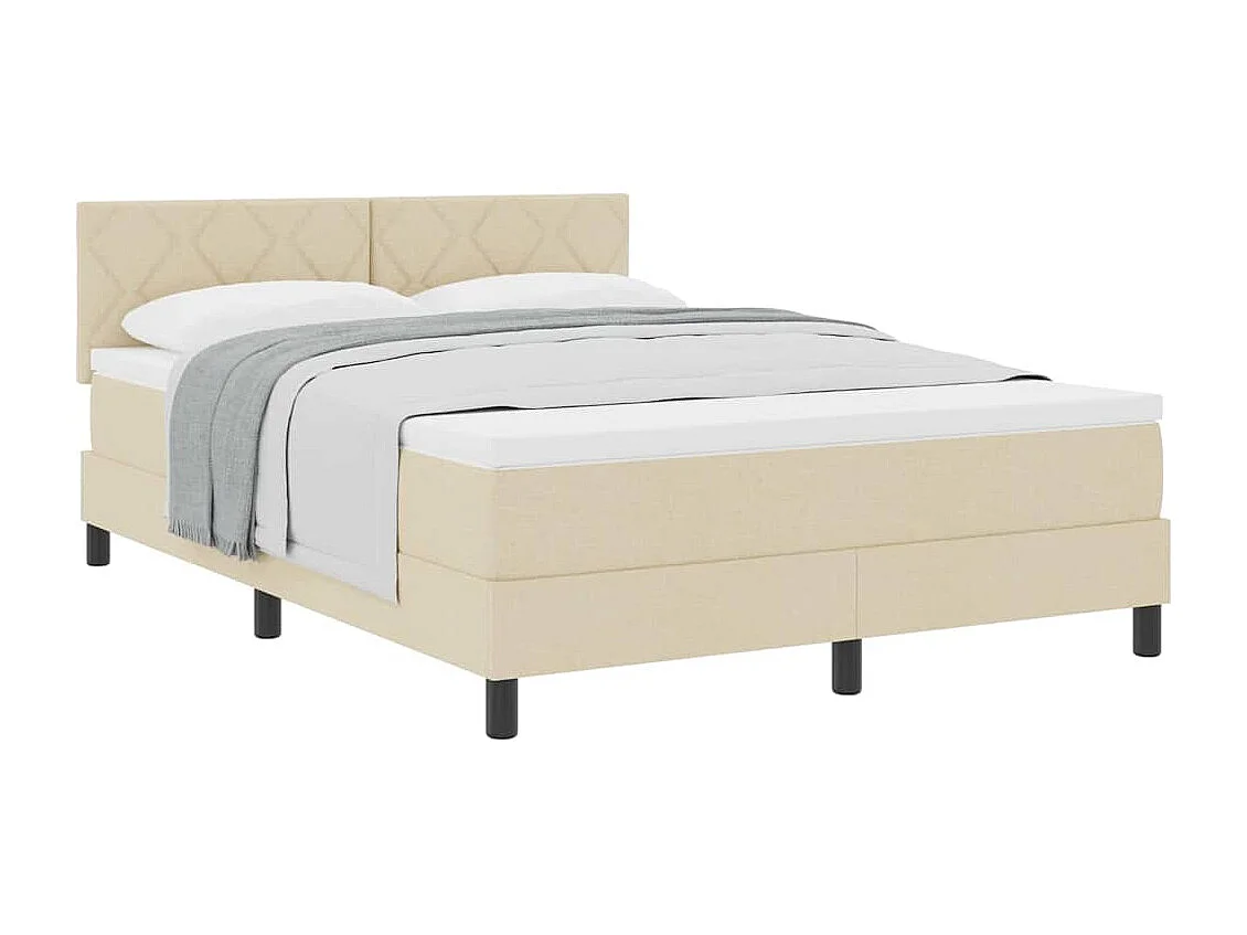 Cadre de lit avec matelas Crème 160 x 200 cm tissu