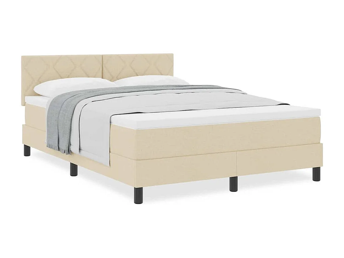 Cadre de lit avec matelas Crème 160 x 200 cm tissu