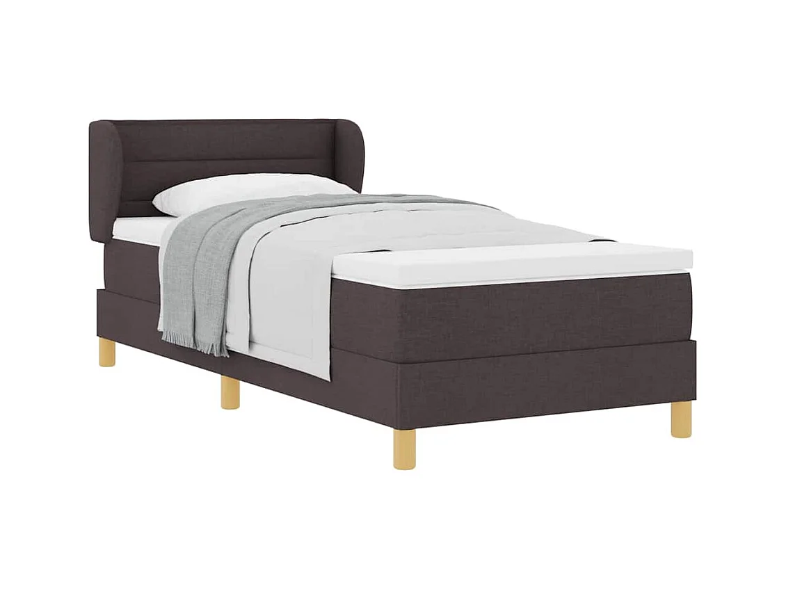 Cadre de lit avec Matelas Crème 90x200 cm Tissu Marron foncé