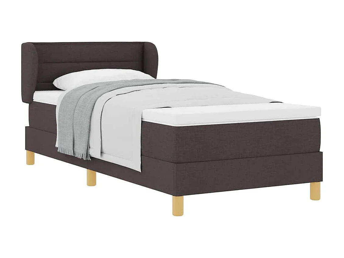 Cama con somier y colchón Crema 90x200 cm Fabric Marrón oscuro