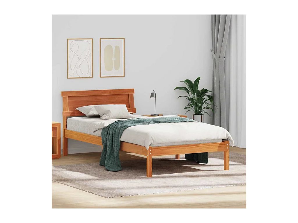 Estrutura da Cama com cabeceira Castanho-mel 90 x 200 cm