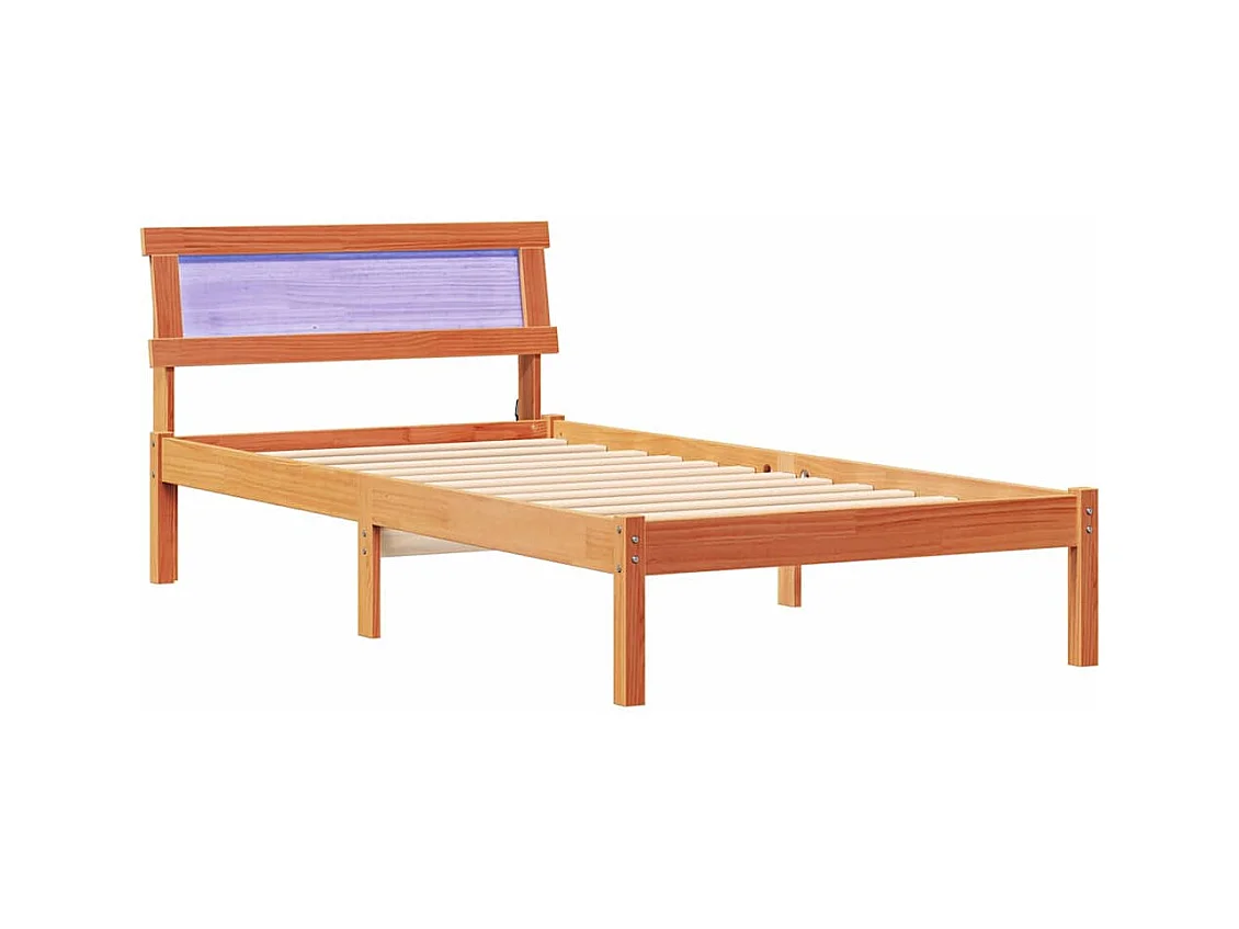 Estrutura da Cama com cabeceira Castanho-mel 90 x 200 cm