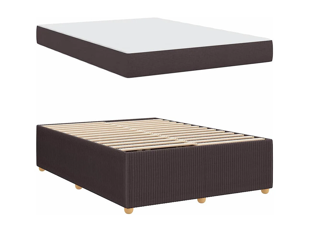 Estructura de cama con colchón Marrón oscuro 140 x 200 cm tela