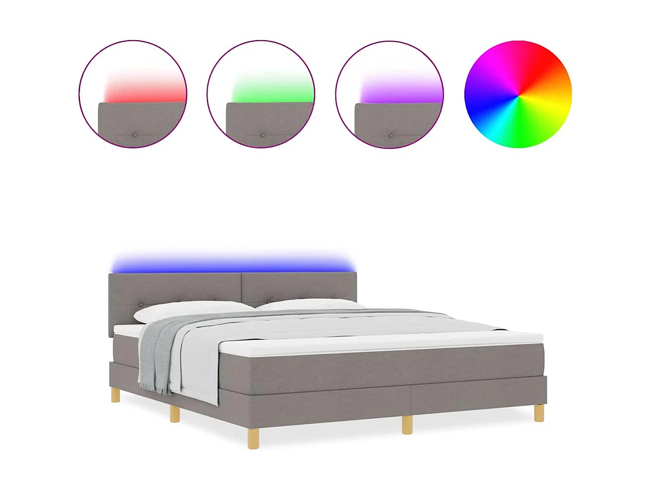 Cama tipo Box Spring con colchón Taupé 180 x 200 cm tela