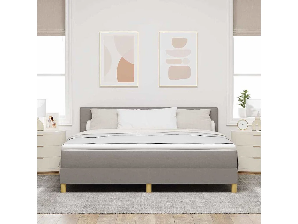 Cama tipo Box Spring con colchón Taupé 180 x 200 cm tela
