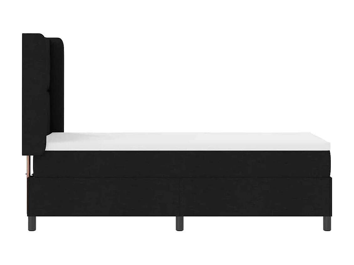 Cama Box com colchão com cabeceira Preto 80 x 200 cm tecido