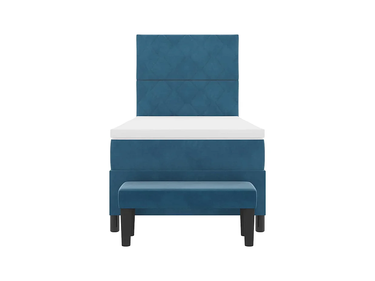 Cadre de lit avec matelas Bleu foncé 90 x 190 cm Velours