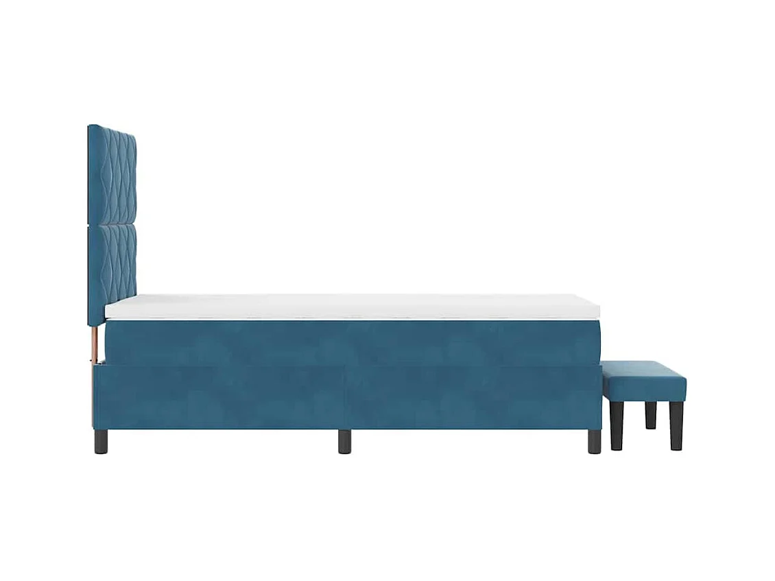 Cadre de lit avec matelas Bleu foncé 90 x 190 cm Velours