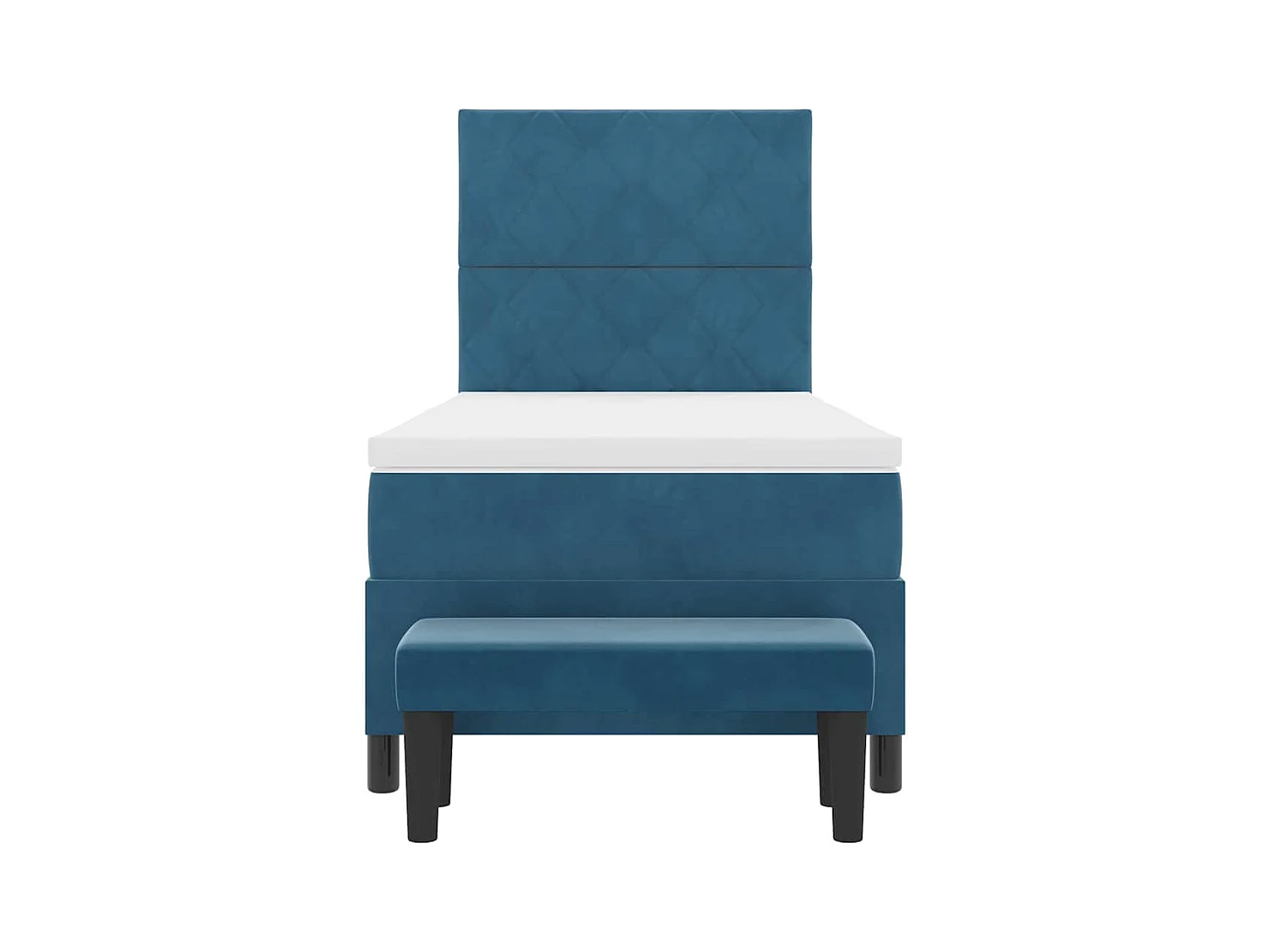 Cadre de lit avec matelas Bleu foncé 90 x 190 cm Velours