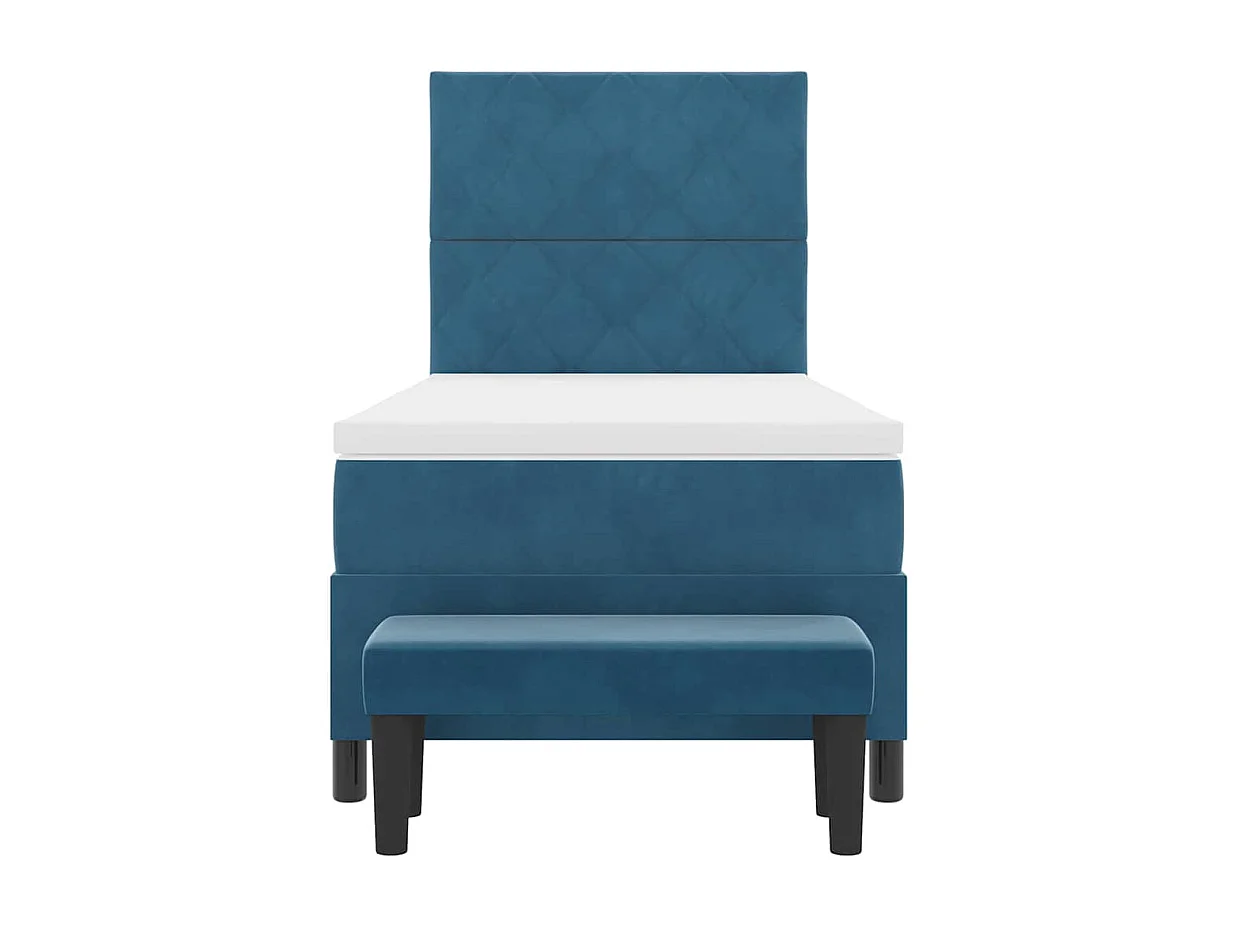 Cadre de lit avec matelas Bleu foncé 90 x 190 cm Velours