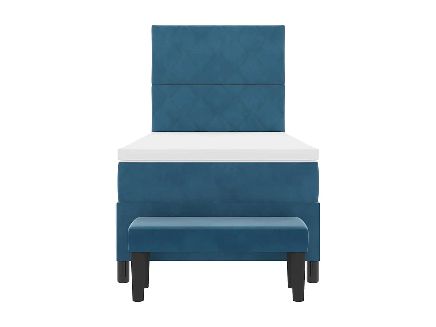 Cadre de lit avec matelas Bleu foncé 90 x 190 cm Velours