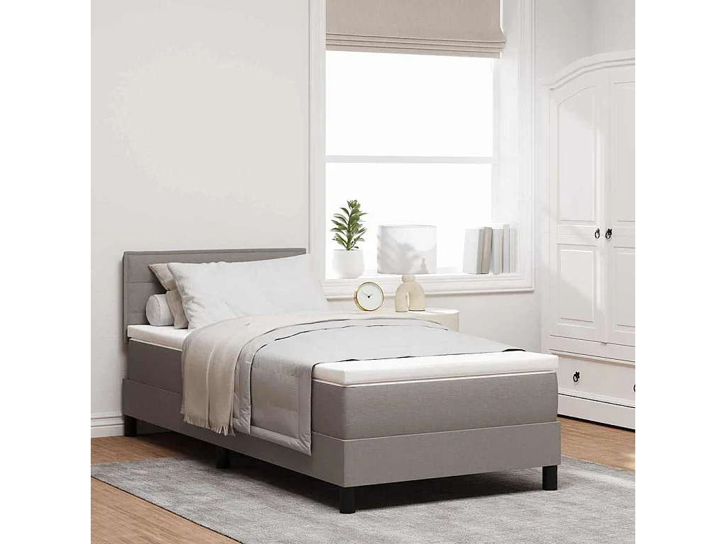Cama box spring con colchón con colchón Taupé 90 x 190 cm tela