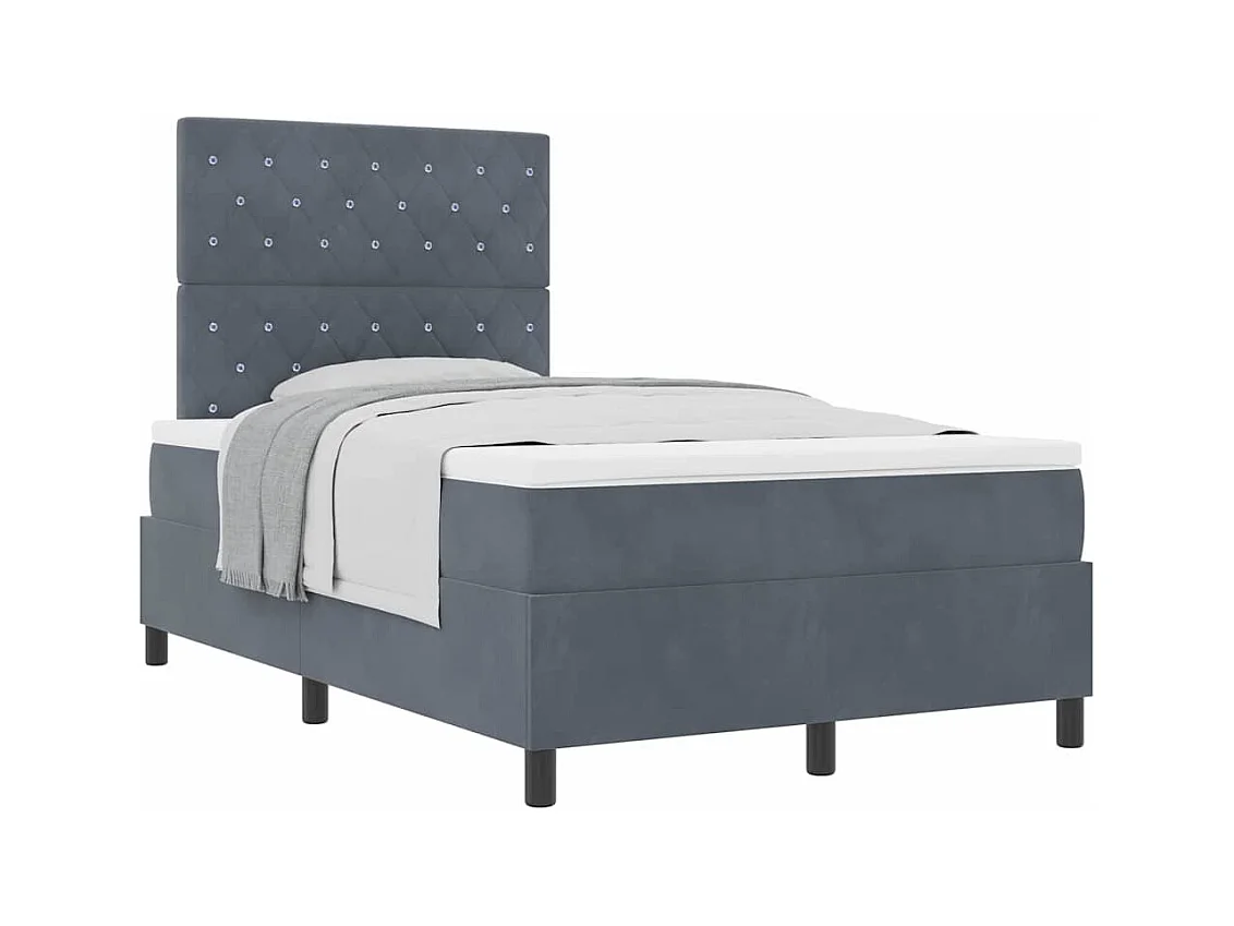Cama tipo Box Spring Gris oscuro 120 x 200 cm Terciopelo