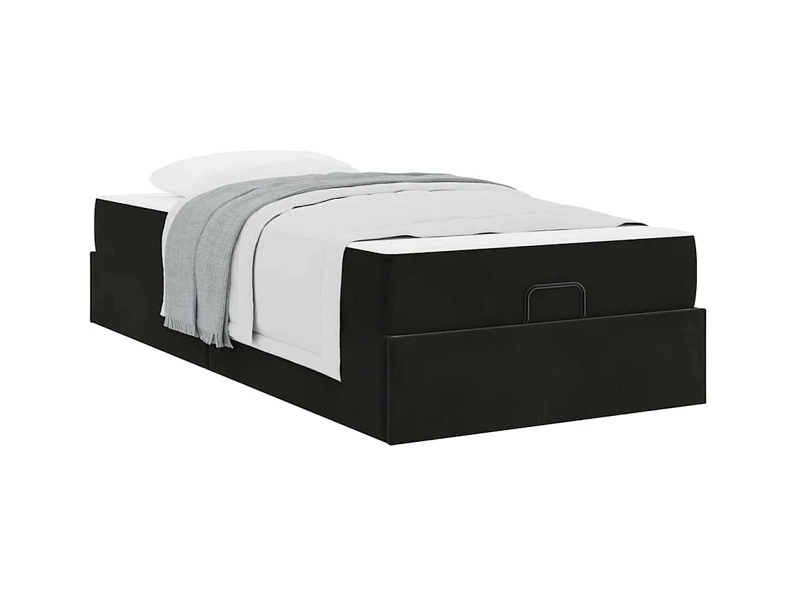 Cadre de lit avec matelas Noir 90 x 200 cm Velours