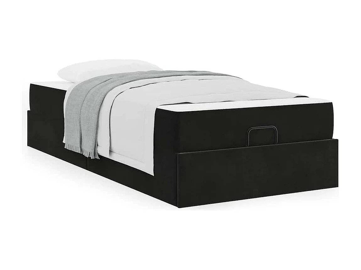 Estructura de cama con colchón Negro 90 x 200 cm Terciopelo