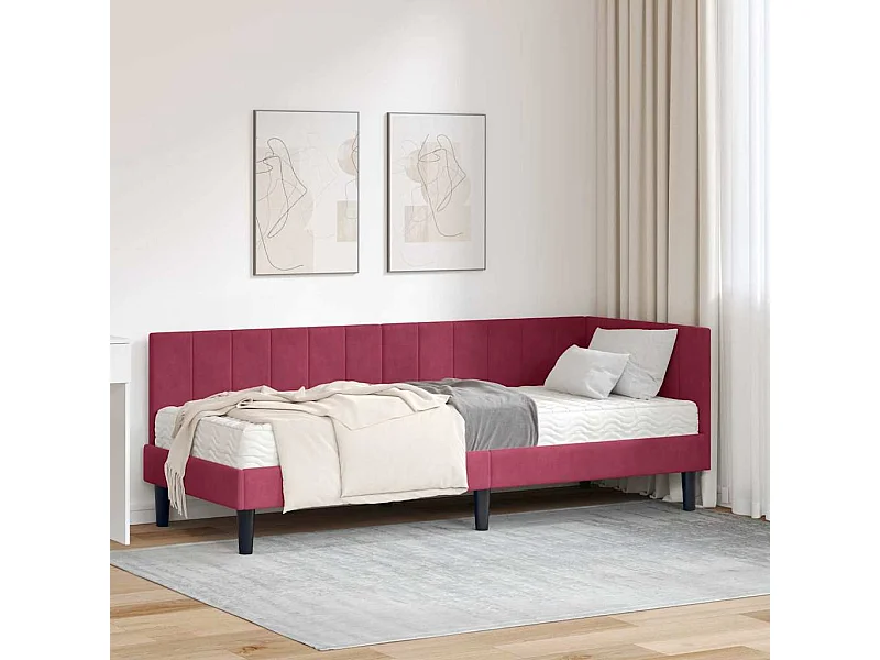 Cadre de lit d'angle Rouge bordeaux 80 x 200 cm Velours