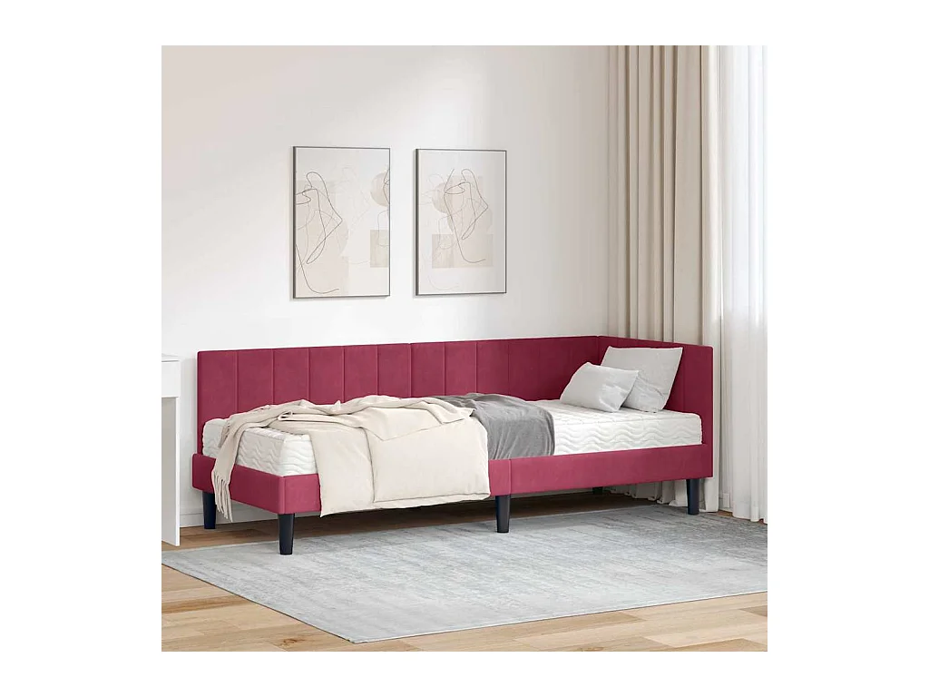 Cadre de lit d'angle Rouge bordeaux 80 x 200 cm Velours